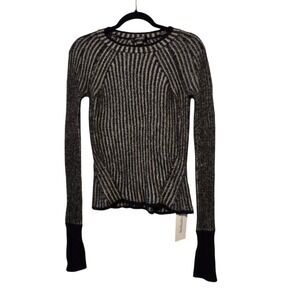 Christopher Fischer 100% Cashmere Sweater Women SM Black Gray Ribbed Knit Luxury